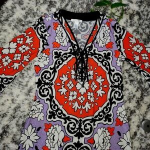 London Times Boho Tie Front Dress size 6